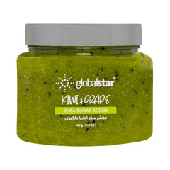 Globalstar Shea Sugar Scrub 600ml – Exfoliating & Hydrating – Watermelon, Blue Indigo, Kiwi, Fassi Aker, Vitamin C (600g, Kiwi)