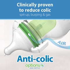 Dr. Brown's Natural Flow Anti-Colic Options+ Wide-Neck Baby Bottles 5 oz/150 mL, with Level 1 Slow Flow, 4 Pack, 0m+