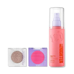 URBAN DECAY Glam Holiday Makeup Look (Cherry Merry 3Pc Bundle) Makeup Set for Eye + Face All Nighter Matte Setting Spray, Moondust Space Cowboy Glitter Eyeshadow, Face Bond Matte Blush
