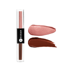 Sugar Cosmetics Too Good to Be True Liquid Eyeshadow Duo | Matte & Metallic | Smudge & Transfer Proof | 03 Cinnamon & Nutmeg (1.5 ml each side)