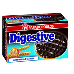 Papadopoulos Digestive Biscuits With Wholegrain Flour, Dark Chocolate - 200g