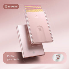 OGON Aluminum automatic card holder Slider - RFID Blocking – The original minimalist slim wallet for men and women - Up to 6 cards - Matt Paint Blush Pink