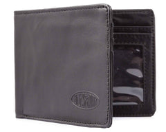 Big Skinny Men's Slimline Leather Bi-Fold Slim Wallet, Holds Up to 25 Cards - Black