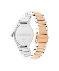 CALVIN KLEIN WOMEN'S WHITE DIAL TWO TONE STAINLESS STEEL BRACELET WATCH - 25100052