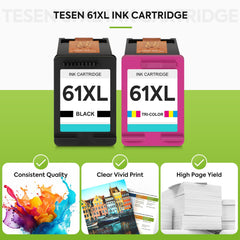 TESEN 61XL Ink Cartridges Black Color Replacement for HP61 HP61XL HP 61 Ink Cartridge Combo Pack for 5530 4500 2620 4630 2540 4502 3050 1510 4632 4501 2542 2514 3510 4635 3050a 5535 4610 1000 1010 Printer