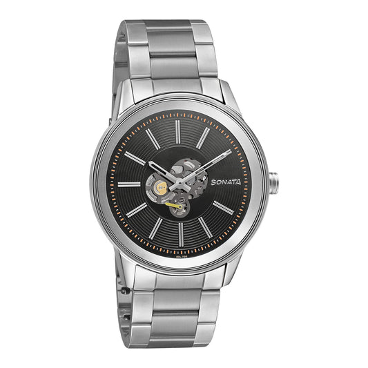 Sonata Black Dial Analog watch For Men-NR7133SM01