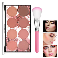 COOSA Blush Palette, Makeup 8 Color Contour and Highlight Blush Palette Matte Blush Powder Bright Shimmer Face Cosmetics Blusher Light Face Blush Palette with Blush Brush
