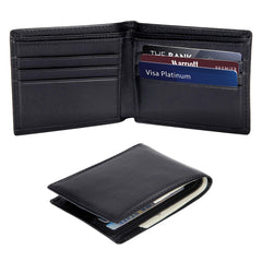 Polare Men's RFID Blocking Vintage Italian Genuine Leather Slim Bifold Wallet Handmade (Small Black)