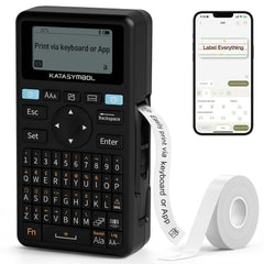 SUPVAN E11 Bluetooth Label Maker Machine with Tape, Support Keyboard & App with 40 Fonts and 450+ Icons, Rechargeable Inkless Labeler for Home, Kitchen, Office, School, Organization, Black