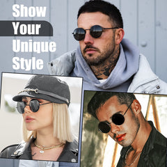 KANASTAL Hippie Round Polarized Sunglasses for Women Men, Small Circle Sun Glasses Classic Vintage Retro Shades Metal Frame UV400 Protection