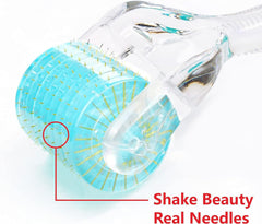 shake beauty REAL Needles - Derma Roller 192 Titanium 0.3mm Micro Needle Cosmetic Microdermabrasion Tool for Face - Includes Storage Case