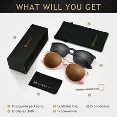 SUNGAIT Vintage Round Sunglasses for Women Men Classic Retro Designer Style