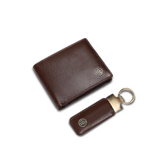 Hammonds Flycatcher Leather Wallet & Keyring Combo - Valentine's & Birthday Gift for Boyfriend/Husband - Brushwood