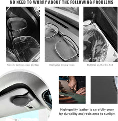 Magnetic Leather Car Sunglasses Holder for Car Visor, Sunglasses Holder Car Accessories Interior Gadgets Mask Holder for Car (Black)