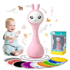 Alilo – Smarty Shake & Tell Rattle, R1 - Smarty Pink | Shake & Tell Rattle, Music, Stories, & Color Learning for Babies | Hi-Fi Sound, Light-Up Ears, USB Charging | 0+