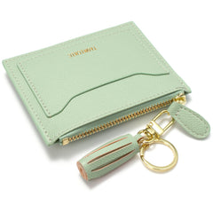 Minimalist Small Leather Card Holder Pocket Wallet Womens Coin Purse Handbag (Z-Green)