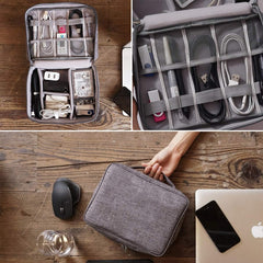 Cable Organizer Bag,Waterproof Travel Electronic Storage with Adjustable Divider Shockproof Portable,for SD Card Case,USB Flash Drive,Charging Cords,USB Charger,Mini Tablet