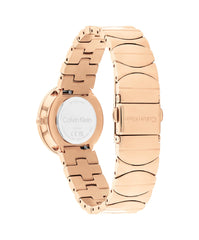 CALVIN KLEIN WOMEN'S CARNATION GOLD DIAL IONIC PLATED ROSE GOLD STEEL BRACELET WATCH - 25700001