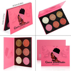 Blush Highlighter Palette, DELANCI 6 Color Blushes Highlighter Bronzer Makeup Palette, Natural Matte Shimmer Face Blush Illuminator Pallet, Cheek Blushing Pressed Powder 27g