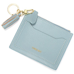 Minimalist Small Leather Card Holder Pocket Wallet Womens Coin Purse Handbag (Z-Blue)