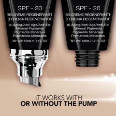 bellapierre BB Cream with SPF 20 - Tinted Sunscreen, Concealer, Foundation, & Moisturizing Face Cream | Lightweight Formula + Pump Top Applicator | Non-Toxic & Paraben Free | 1.7 Oz - Light