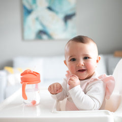 Dr. Brown's Milestones Baby's First Straw Cup, Training Cup with Weighted Straw, 9oz/270mL, Coral, BPA Free, 6m+