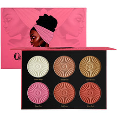 Blush Highlighter Palette, DELANCI 6 Color Blushes Highlighter Bronzer Makeup Palette, Natural Matte Shimmer Face Blush Illuminator Pallet, Cheek Blushing Pressed Powder 27g
