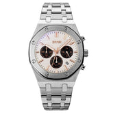Skmei Men's Stainless Steel Chronograph Dress Watch, Steel Band, Men's Watches Waterproof Sport Military Watches, Classic Luxury Business Dress Watches for Men with Date, Sliver, classic
