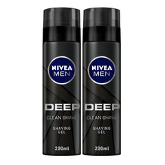NIVEA MEN Shaving Gel, DEEP Clean Shave Antibacterial Black Carbon - 2x200ml