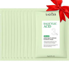Salicylic Acid Acne Soothing Mask 10Pcs – Hydrating & Blemish Control Facial Sheet Mask for Oily & Acne-Prone Skin