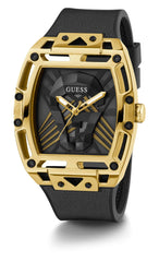 GUESS US Men's Gold-Tone and Black Analog Cutout Watch