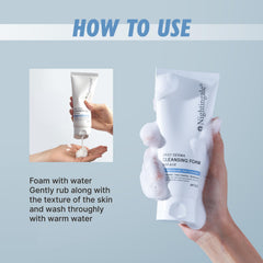 Nightingale Daily Derma Cleansing Foam (mild acid) 140ml - Hydrating Daily Face Cleanser with Hyaluronic Acid, 96.9% - Hypoallergenic, Cruelty Free Cleansing for Sensitive Skin