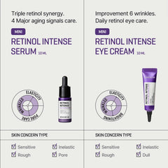 SOME BY MI Retinol Intense Trial Kit | Mild Korean 0.1% Retinol Face Serum & Eye Cream For Beginner | Fine Lines, Dark Circles, Skin Texture & Elasticity Care | 0.33Oz - 10Ml