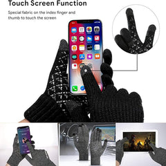 HIHIDAY 2 Pairs of Winter Knit Gloves, Winter Gloves for Men and Women with Upgraded Touch Screen - Anti-Slip Glove Fleece Lined for Winter Outdoor - Black/Grey