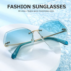 AEVOGUE Sunglasses For Women Oversized Rimless Diamond Cutting Lens Sun Glasses AE0534