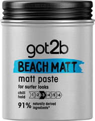 Got2B Beach Matt, Medium Hold, No Stickiness, Matt Texture Hair Paste, Paraben Free, Sulfate Free - 100ml