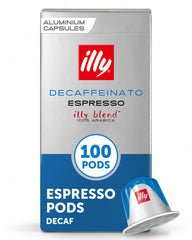 illy Aluminum Espresso Capsules, Compatible with Nespresso Machines, Decaf Coffee - Mild & Balanced, Notes of Caramel and Chocolate, Single Serve Capsules - 10 Count (Pack of 10)