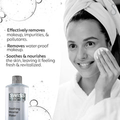Swiss Image Soothing Micellar Water 400 ml | Gentle Makeup Remover & Cleanser | Calms Irritation, Reduces Redness & Soothes Skin | Non-Rinse Formula for Normal to Dry Skin| Swiss Made