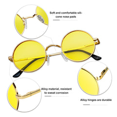 KANASTAL Hippie Round Polarized Sunglasses for Women Men, Small Circle Sun Glasses Classic Vintage Retro Shades Metal Frame UV400 Protection