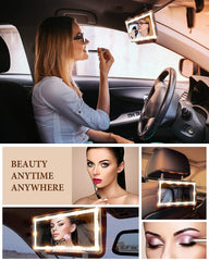 Feisate Car Visor Vanity Mirror With Led Lights, Car Mirror Light Rechargeable Makeup Mirror With 3 Light Modes, Car Visor Mirror, Car Vanity Mirror For Car Truck SUV, White
