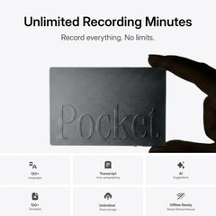 Pocket AI Personal Assistant (PKT01) β AI Voice Recorder with Auto Transcription β Space Gray