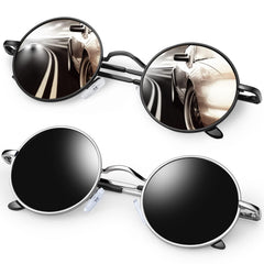 KANASTAL Hippie Round Polarized Sunglasses for Women Men, Small Circle Sun Glasses Classic Vintage Retro Shades Metal Frame UV400 Protection