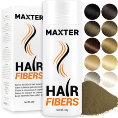 Maxter Hair Fiber for Men & Women - 100% Natural Powder for Hair Building, Thickening and Cover Hair Loss in just 10 sec (Light Brown 28g)