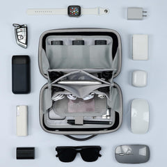 TERRIFI Electronics Organizer, Hard Shell Travel Tech Pouch with Removable Panel, Electronic Accessories Storage Carry Case for Cable, Cord, Charger, Hard Drive, Gray