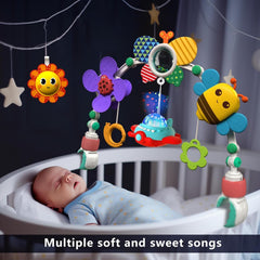 Musical Baby Stroller Arch Toys, Travel Car Seat Toys, Baby Play Arch Crib Accessory Toys,Travel Arch Bassinet Toys for Infant & Toddlers, Pram Activity Arch Bar Toys for Babies Infants 
