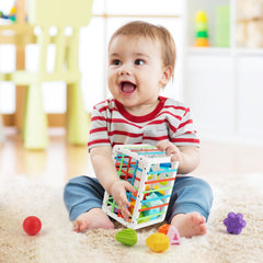 Jenilily Baby Shape Sorting Toy, Cube with 14PCS Sensory Shape Blocks, Sensory Bin Shape Sorter Toys Early Learning Education Toys for Toddlers Babies Gifts