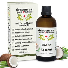 Drsous Ca Organic Coconut Oil 100ml | 100% Pure Cold Pressed Carrier Virgin Coconut Oil for Skin Hydration and Hair Nourishment | Body Massage and Makeup Remover | Made in Palestine