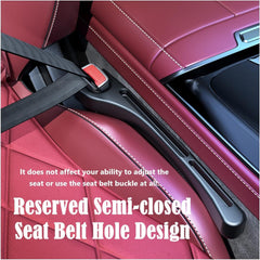 Azonee Car Seat Gap Filler 2 Pack with Seat Belt Holes, Auto Crevice Blockers 2PCS Fill Gap in Between Seat and Console, Universal for Most Cars Trucks SUVs to Stop Things from Dropping, Black