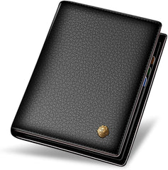 LAORENTOU Genuine Leather Wallets for Men, Gift Box Packing Men's Slim Wallets Credit Card Holders Casual Men Purses Gift for Father Day Gift for Mens Birthday, 01 Black, Minimalist