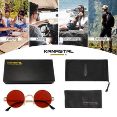 KANASTAL Hippie Round Polarized Sunglasses for Women Men, Small Circle Sun Glasses Classic Vintage Retro Shades Metal Frame UV400 Protection